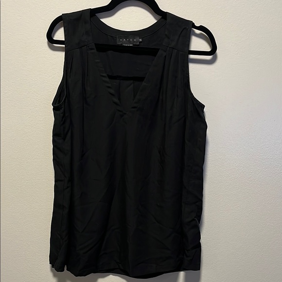 Hatch Tops - HATCH Maternity Black Sleeveless V-Neck Tencel/Linen Top, Size 0 (XS)